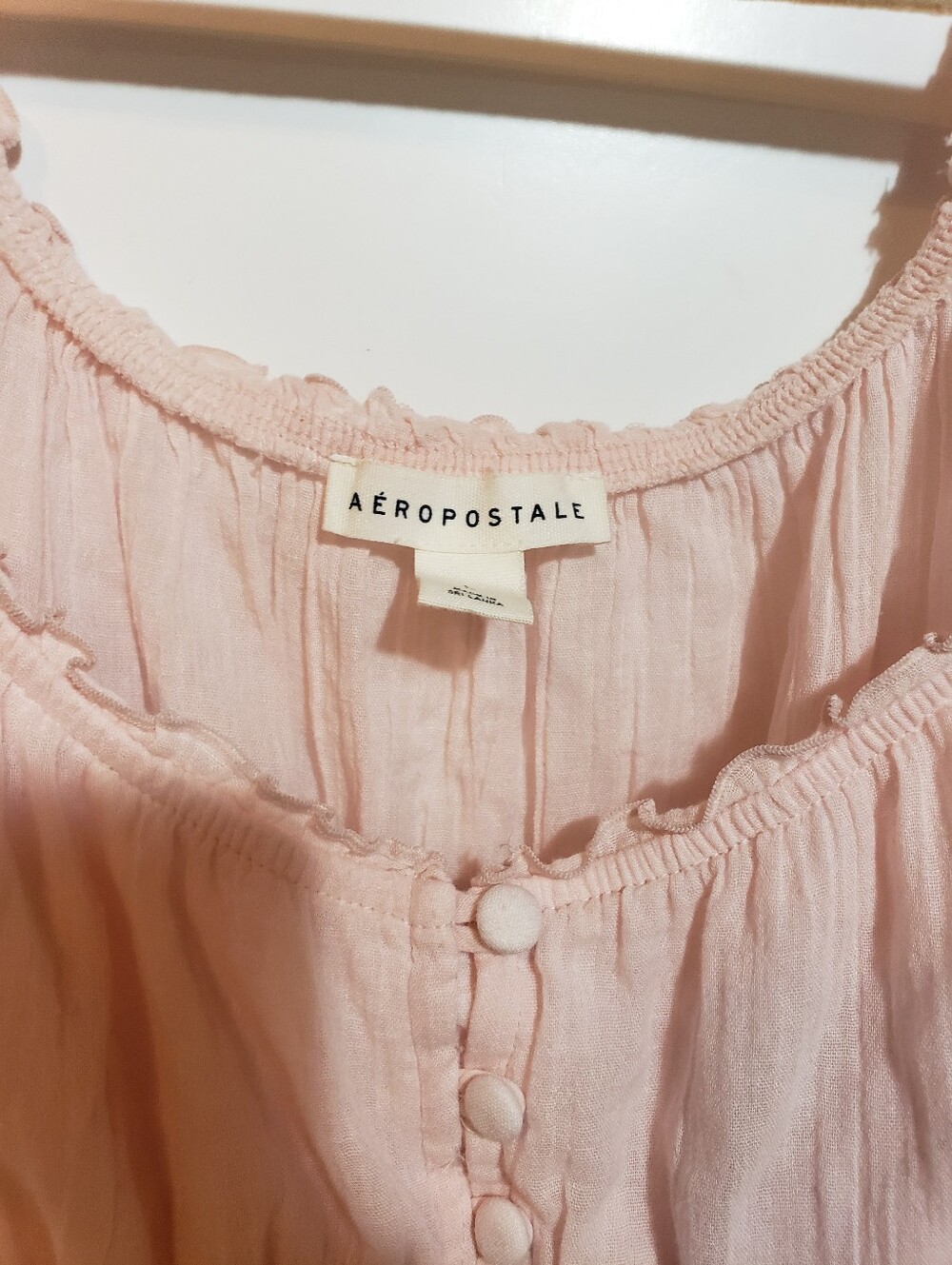 Aeropostale Light Pink Smocked Maxi Dress Large Babydoll Milkmaid - Picture 3 of 4